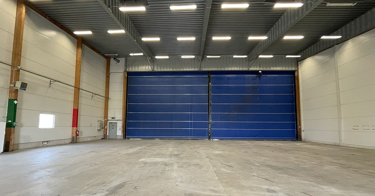 Hangar inside with blue gates