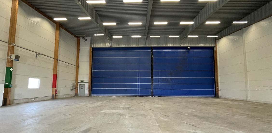 Hangar inside with blue gates